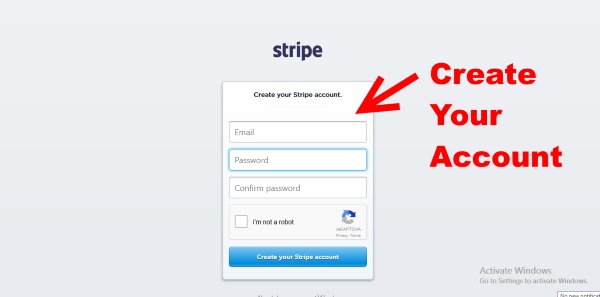 image to show step 2 to setup Stripe account